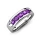3 - Irvin 0.75 ctw Amethyst 5 stone Comfort Fit Men Wedding Band (6 mm) 