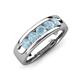 3 - Irvin 0.75 ctw Aquamarine 5 stone Comfort Fit Men Wedding Band (6 mm) 