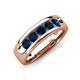 3 - Irvin 0.80 ctw Blue Diamond 5 stone Comfort Fit Men Wedding Band (6 mm) 