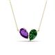 1 - Zemi 1.45 ctw Pear Shape Amethyst and Lab Grown Emerald (7x5 mm) Toi Et Moi Pendant Necklace 