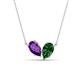 1 - Zemi 1.45 ctw Pear Shape Amethyst and Lab Grown Emerald (7x5 mm) Toi Et Moi Pendant Necklace 