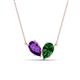 1 - Zemi 1.45 ctw Pear Shape Amethyst and Lab Grown Emerald (7x5 mm) Toi Et Moi Pendant Necklace 