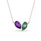 1 - Zemi 1.51 ctw Pear Shape Amethyst and Created Alexandrite (7x5 mm) Toi Et Moi Pendant Necklace 