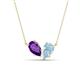 1 - Zemi 1.25 ctw Pear Shape Amethyst and Aquamarine (7x5 mm) Toi Et Moi Pendant Necklace 