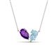 1 - Zemi 1.25 ctw Pear Shape Amethyst and Aquamarine (7x5 mm) Toi Et Moi Pendant Necklace 