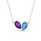 1 - Zemi 1.50 ctw Pear Shape Amethyst and Blue Topaz (7x5 mm) Toi Et Moi Pendant Necklace 