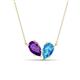 1 - Zemi 1.50 ctw Pear Shape Amethyst and Blue Topaz (7x5 mm) Toi Et Moi Pendant Necklace 