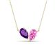 1 - Zemi 1.55 ctw Pear Shape Amethyst and Lab Grown Pink Sapphire (7x5 mm) Toi Et Moi Pendant Necklace 
