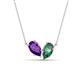 1 - Zemi 1.51 ctw Pear Shape Amethyst and Created Alexandrite (7x5 mm) Toi Et Moi Pendant Necklace 