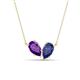 1 - Zemi 1.25 ctw Pear Shape Amethyst and Iolite (7x5 mm) Toi Et Moi Pendant Necklace 