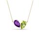 1 - Zemi 1.45 ctw Pear Shape Amethyst and Peridot (7x5 mm) Toi Et Moi Pendant Necklace 