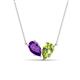 1 - Zemi 1.45 ctw Pear Shape Amethyst and Peridot (7x5 mm) Toi Et Moi Pendant Necklace 