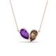 1 - Zemi 1.30 ctw Pear Shape Amethyst and Smoky Quartz (7x5 mm) Toi Et Moi Pendant Necklace 