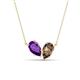 1 - Zemi 1.30 ctw Pear Shape Amethyst and Smoky Quartz (7x5 mm) Toi Et Moi Pendant Necklace 