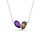 1 - Zemi 1.30 ctw Pear Shape Amethyst and Smoky Quartz (7x5 mm) Toi Et Moi Pendant Necklace 