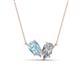 1 - Zemi 1.45 ctw Pear Shape Aquamarine and Moissanite (7x5 mm) Toi Et Moi Pendant Necklace 
