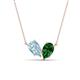 1 - Zemi 1.40 ctw Pear Shape Aquamarine and Lab Grown Emerald (7x5 mm) Toi Et Moi Pendant Necklace 