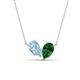 1 - Zemi 1.40 ctw Pear Shape Aquamarine and Lab Grown Emerald (7x5 mm) Toi Et Moi Pendant Necklace 