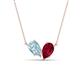 1 - Zemi 1.55 ctw Pear Shape Aquamarine and Lab Grown Ruby (7x5 mm) Toi Et Moi Pendant Necklace 