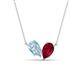 1 - Zemi 1.55 ctw Pear Shape Aquamarine and Lab Grown Ruby (7x5 mm) Toi Et Moi Pendant Necklace 