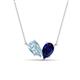 1 - Zemi 1.50 ctw Pear Shape Aquamarine and Lab Grown Blue Sapphire (7x5 mm) Toi Et Moi Pendant Necklace 