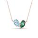 1 - Zemi 1.46 ctw Pear Shape Aquamarine and Created Alexandrite (7x5 mm) Toi Et Moi Pendant Necklace 