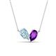 1 - Zemi 1.25 ctw Pear Shape Aquamarine and Amethyst (7x5 mm) Toi Et Moi Pendant Necklace 