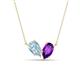 1 - Zemi 1.25 ctw Pear Shape Aquamarine and Amethyst (7x5 mm) Toi Et Moi Pendant Necklace 