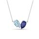 1 - Zemi 1.20 ctw Pear Shape Aquamarine and Iolite (7x5 mm) Toi Et Moi Pendant Necklace 