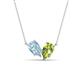 1 - Zemi 1.40 ctw Pear Shape Aquamarine and Peridot (7x5 mm) Toi Et Moi Pendant Necklace 