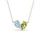 1 - Zemi 1.40 ctw Pear Shape Aquamarine and Peridot (7x5 mm) Toi Et Moi Pendant Necklace 