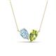 1 - Zemi 1.40 ctw Pear Shape Aquamarine and Peridot (7x5 mm) Toi Et Moi Pendant Necklace 