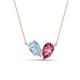 1 - Zemi 1.30 ctw Pear Shape Aquamarine and Pink Tourmaline (7x5 mm) Toi Et Moi Pendant Necklace 