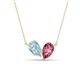 1 - Zemi 1.30 ctw Pear Shape Aquamarine and Pink Tourmaline (7x5 mm) Toi Et Moi Pendant Necklace 