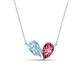 1 - Zemi 1.30 ctw Pear Shape Aquamarine and Pink Tourmaline (7x5 mm) Toi Et Moi Pendant Necklace 