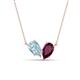 1 - Zemi 1.50 ctw Pear Shape Aquamarine and Rhodolite Garnet (7x5 mm) Toi Et Moi Pendant Necklace 