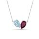 1 - Zemi 1.50 ctw Pear Shape Aquamarine and Rhodolite Garnet (7x5 mm) Toi Et Moi Pendant Necklace 