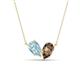 1 - Zemi 1.25 ctw Pear Shape Aquamarine and Smoky Quartz (7x5 mm) Toi Et Moi Pendant Necklace 