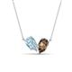 1 - Zemi 1.25 ctw Pear Shape Aquamarine and Smoky Quartz (7x5 mm) Toi Et Moi Pendant Necklace 