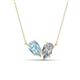1 - Zemi 1.40 ctw Pear Shape Aquamarine and GIA Certified Natural Diamond (7x5 mm) Toi Et Moi Pendant Necklace 