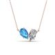 1 - Zemi 1.70 ctw Pear Shape Blue Topaz and Moissanite (7x5 mm) Toi Et Moi Pendant Necklace 