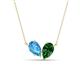 1 - Zemi 1.65 ctw Pear Shape Blue Topaz and Lab Grown Emerald (7x5 mm) Toi Et Moi Pendant Necklace 