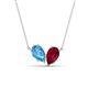 1 - Zemi 1.80 ctw Pear Shape Blue Topaz and Lab Grown Ruby (7x5 mm) Toi Et Moi Pendant Necklace 