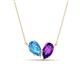 1 - Zemi 1.50 ctw Pear Shape Blue Topaz and Amethyst (7x5 mm) Toi Et Moi Pendant Necklace 