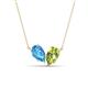 1 - Zemi 1.65 ctw Pear Shape Blue Topaz and Peridot (7x5 mm) Toi Et Moi Pendant Necklace 