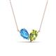 1 - Zemi 1.65 ctw Pear Shape Blue Topaz and Peridot (7x5 mm) Toi Et Moi Pendant Necklace 