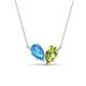 1 - Zemi 1.65 ctw Pear Shape Blue Topaz and Peridot (7x5 mm) Toi Et Moi Pendant Necklace 