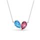 1 - Zemi 1.55 ctw Pear Shape Blue Topaz and Pink Tourmaline (7x5 mm) Toi Et Moi Pendant Necklace 