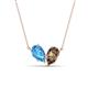 1 - Zemi 1.50 ctw Pear Shape Blue Topaz and Smoky Quartz (7x5 mm) Toi Et Moi Pendant Necklace 
