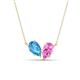 1 - Zemi 1.75 ctw Pear Shape Blue Topaz and Lab Grown Pink Sapphire (7x5 mm) Toi Et Moi Pendant Necklace 